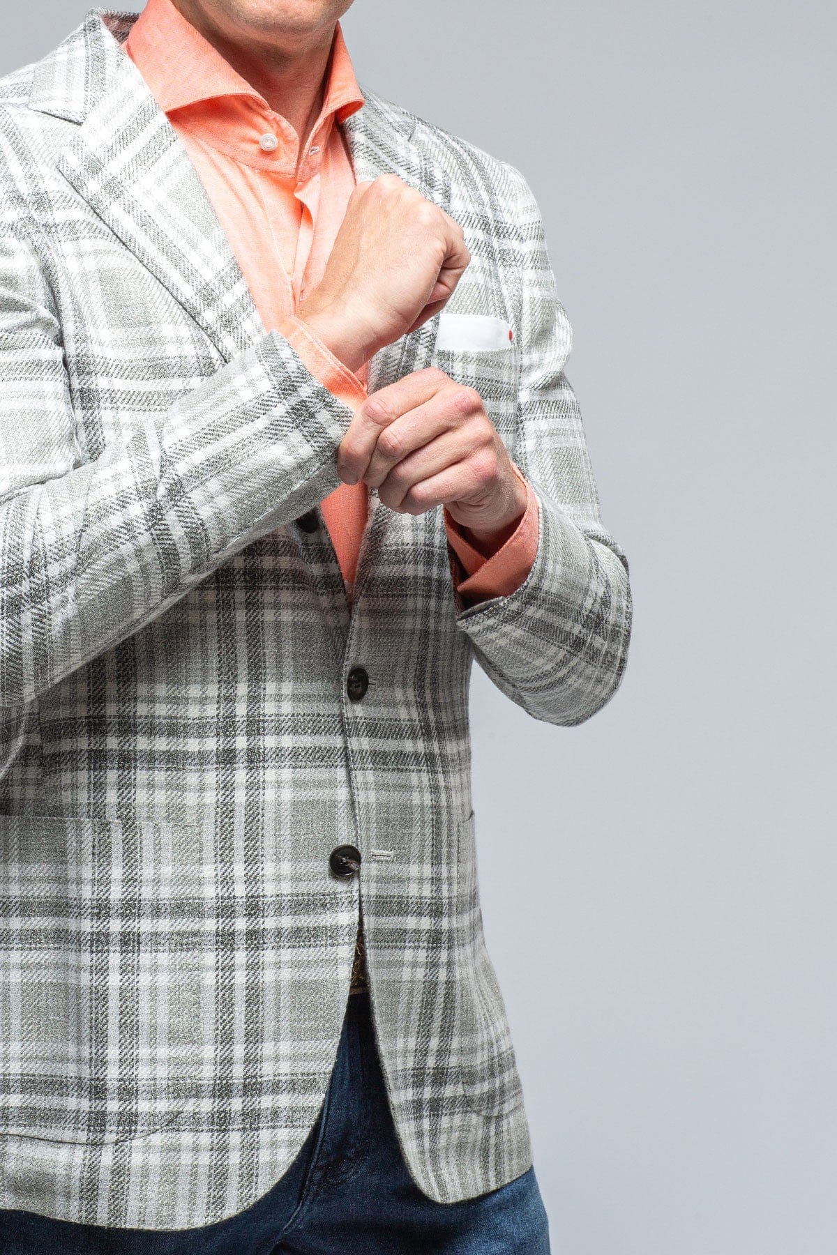 Porquerolles Grey Checked Jacket - AXEL'S