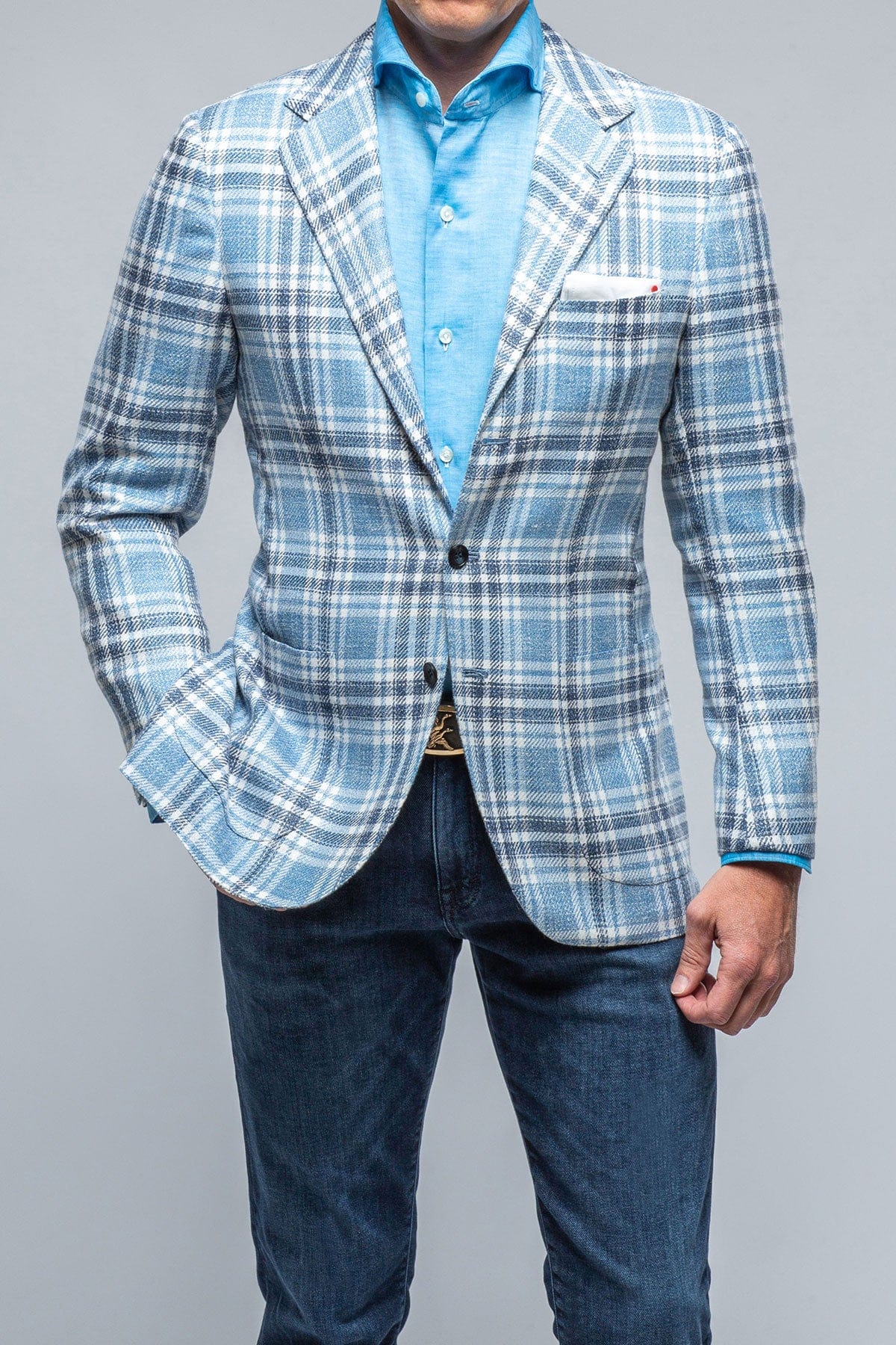 St. Remy Blue Navy and White Check Jacket - AXEL'S