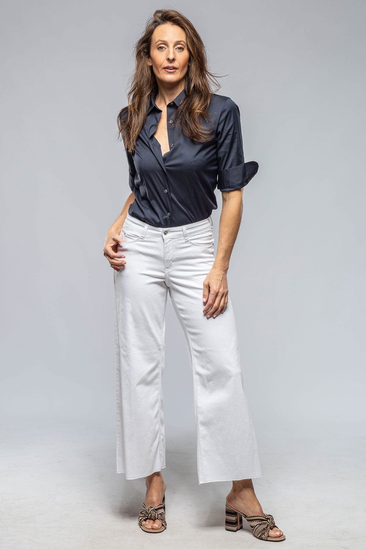 MAC Dream Cropped Wide in White Denim - AXEL'S