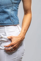 MAC Jamie Cropped Lightweight Denim In White - AXEL'S