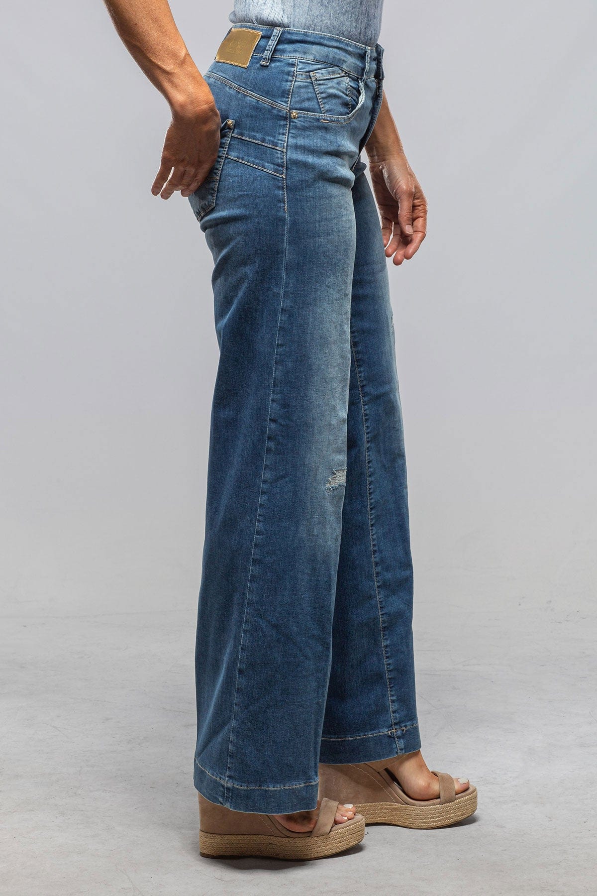 MAC Palazzo Wide In Navy Heavy Destroyed - AXEL'S