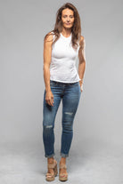 MAC Rich Slim Cropped Fringe in Navy Heavy Destroyed - AXEL'S