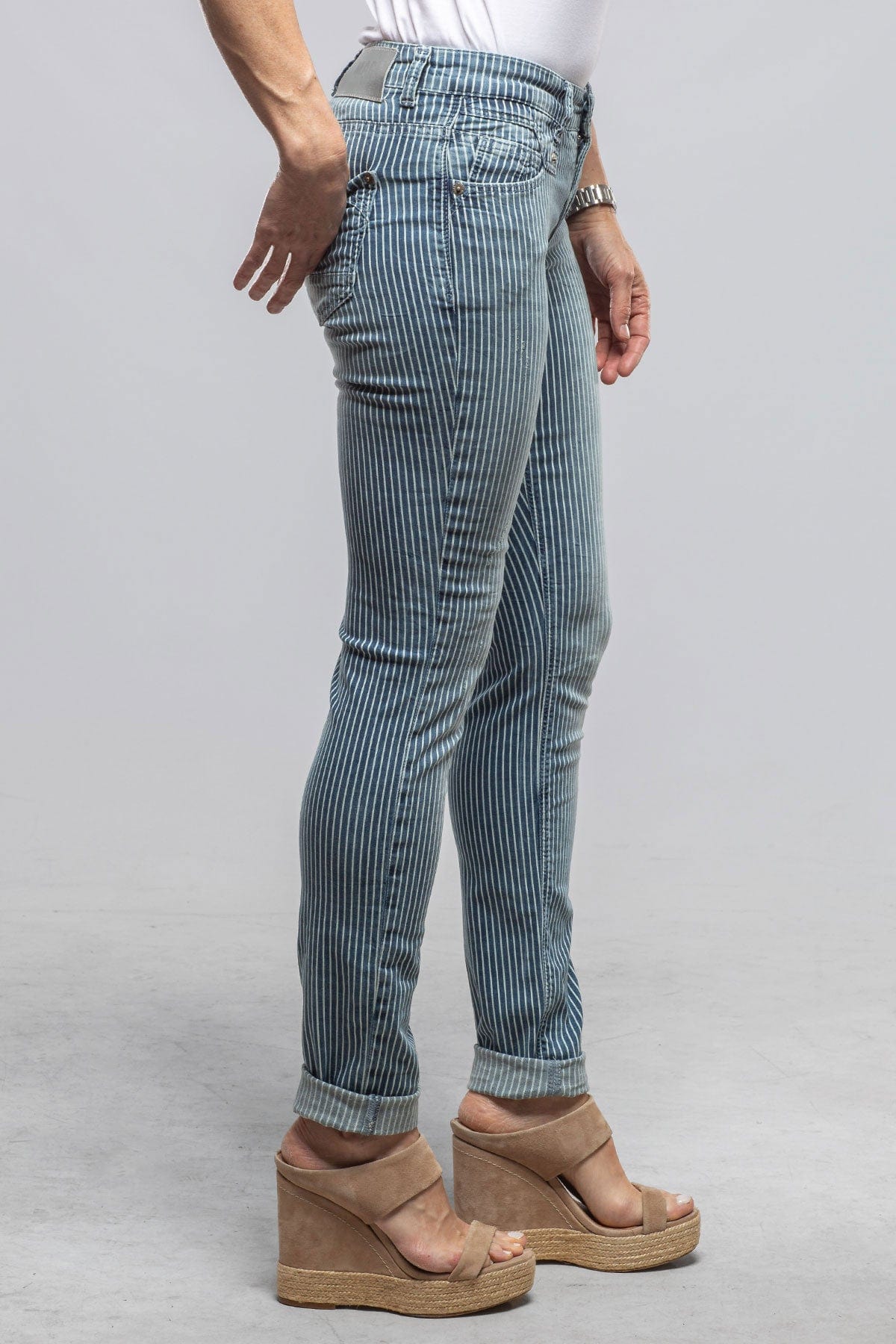 MAC Rich Slim In Blue Stripes Destroyed - AXEL'S