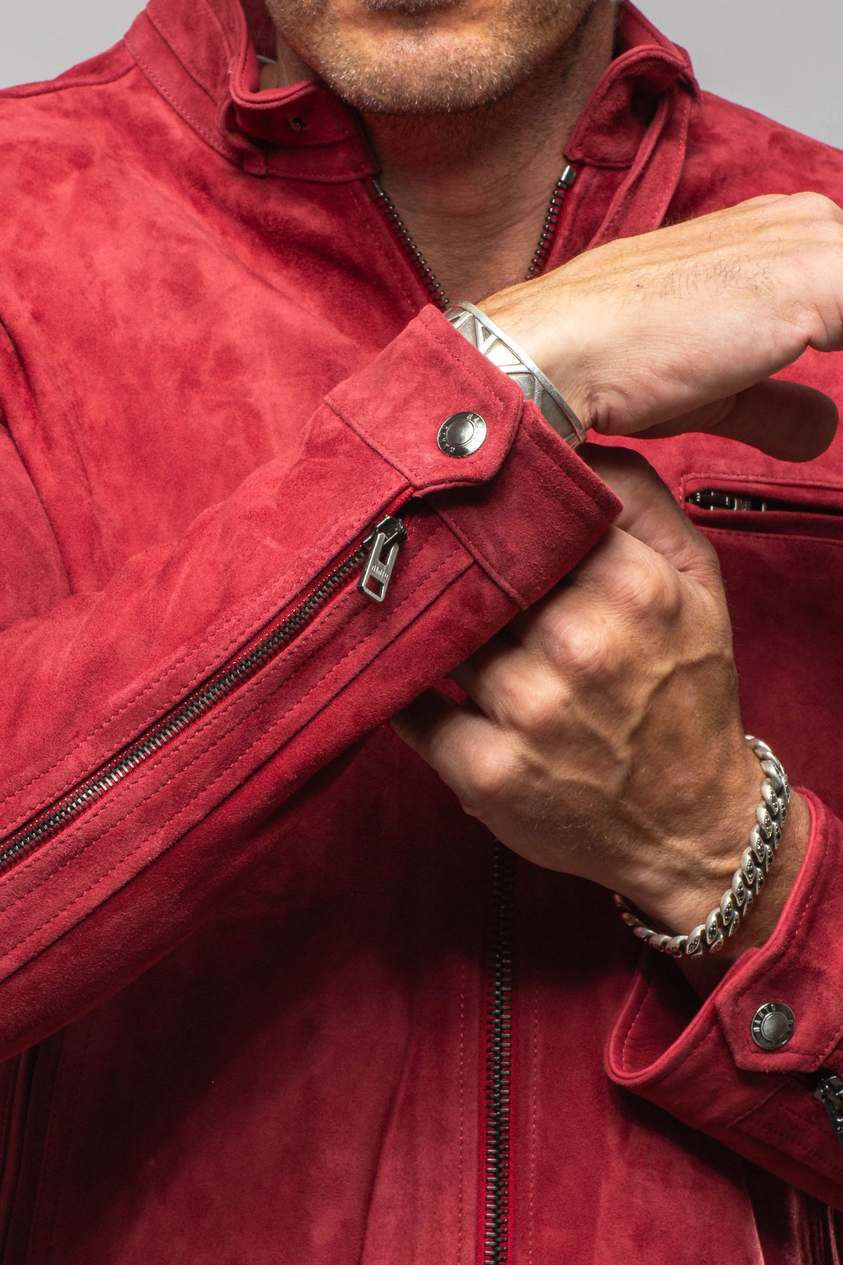 Manto McBride Moto Jacket In Burgundy Mens - Outerwear - Leather
