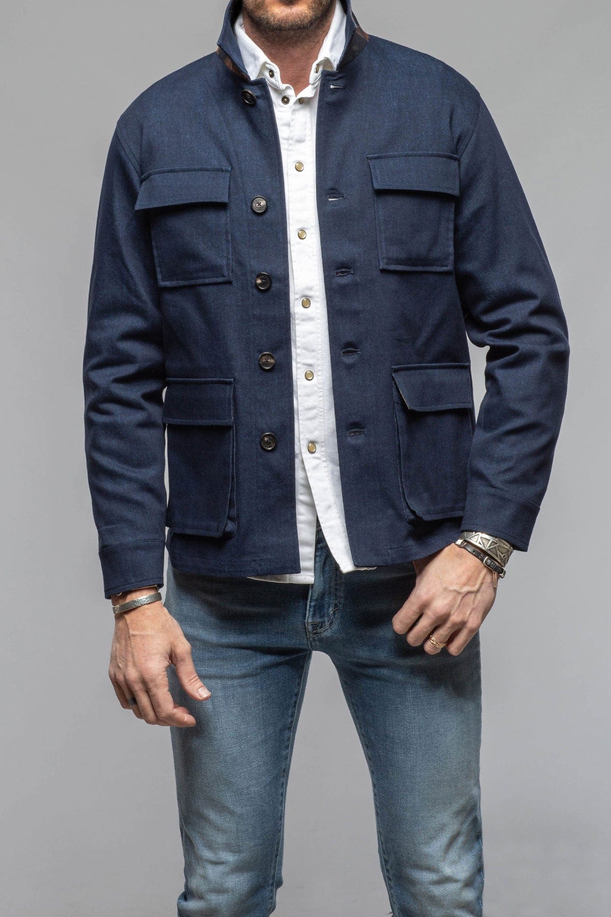 Olmeca Safari Jacket In Navy - AXEL'S