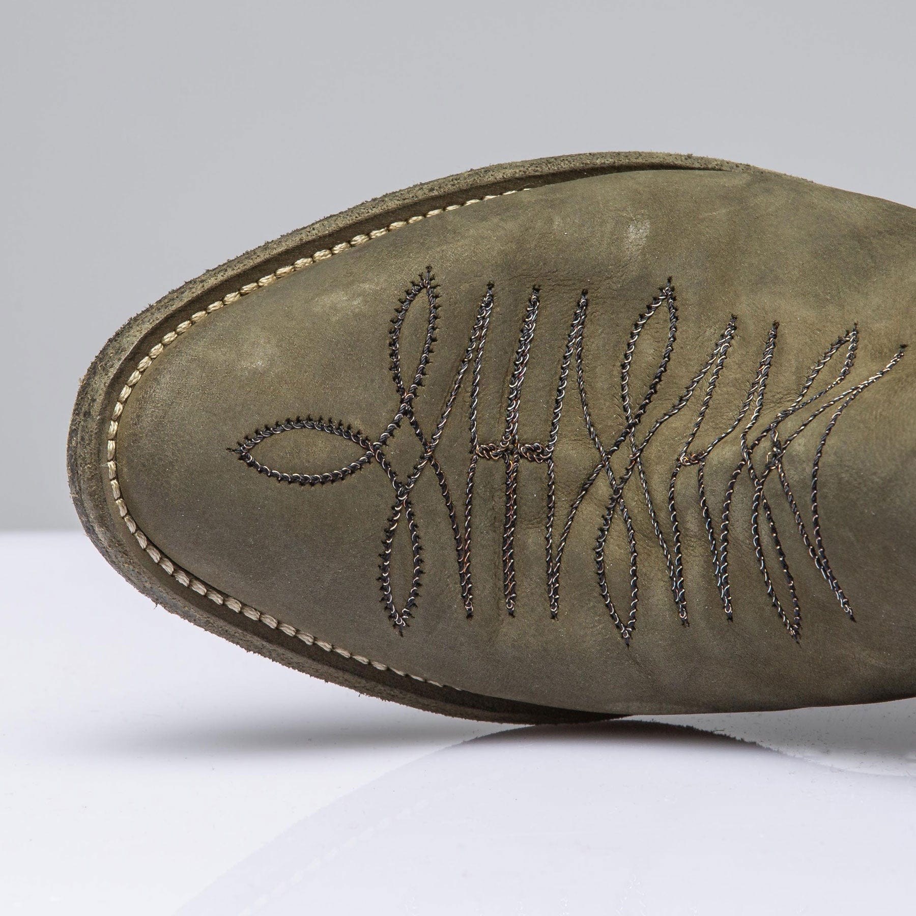 Agave Moss Boot W/ Burgundy Heel Star - AXEL'S