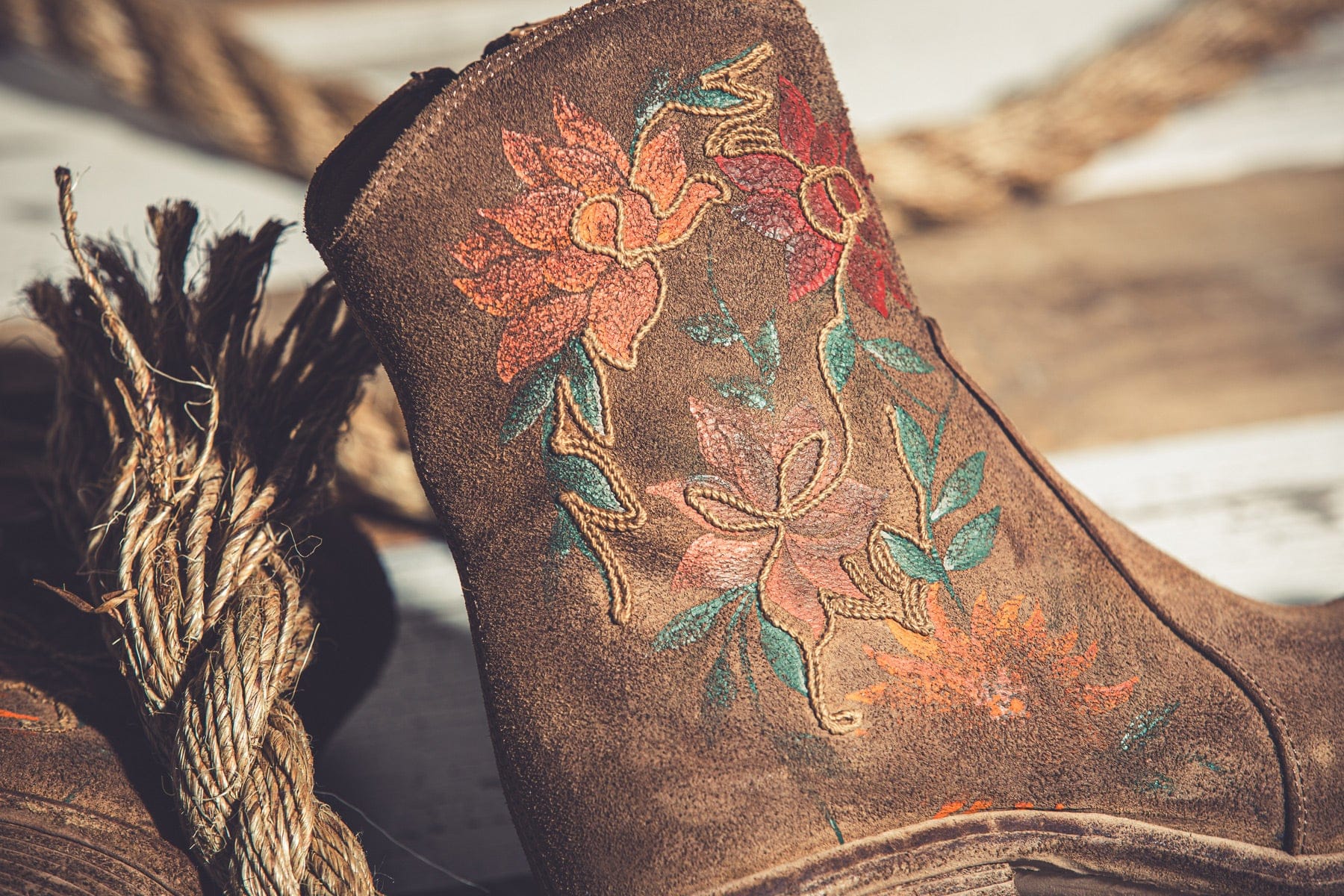 Marco Delli Manzanita Hand Painted & Embroidered Boot In Tobacco Ladies - Cowboy Boots