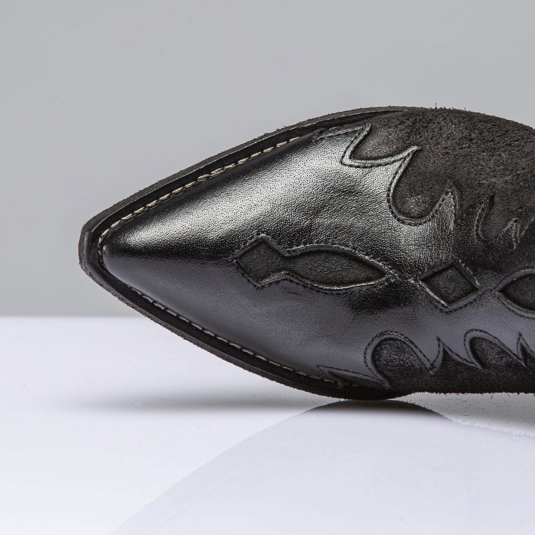 Thelma Suede and Leather Zip Short Boot In Black - AXEL'S