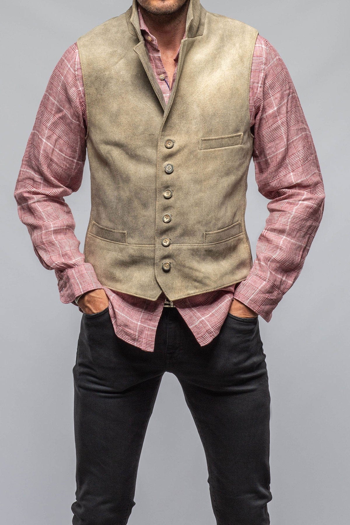 Trapp Notch Collared Vest In Vintage Grey - AXEL'S