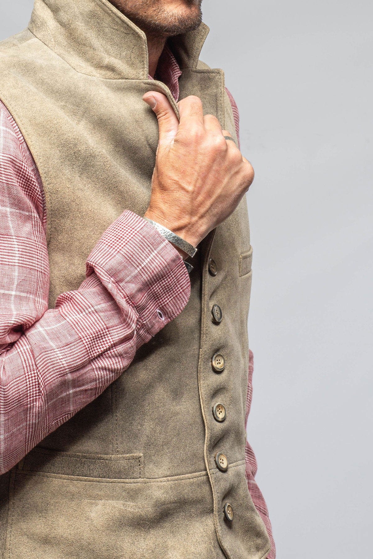 Trapp Notch Collared Vest In Vintage Grey - AXEL'S