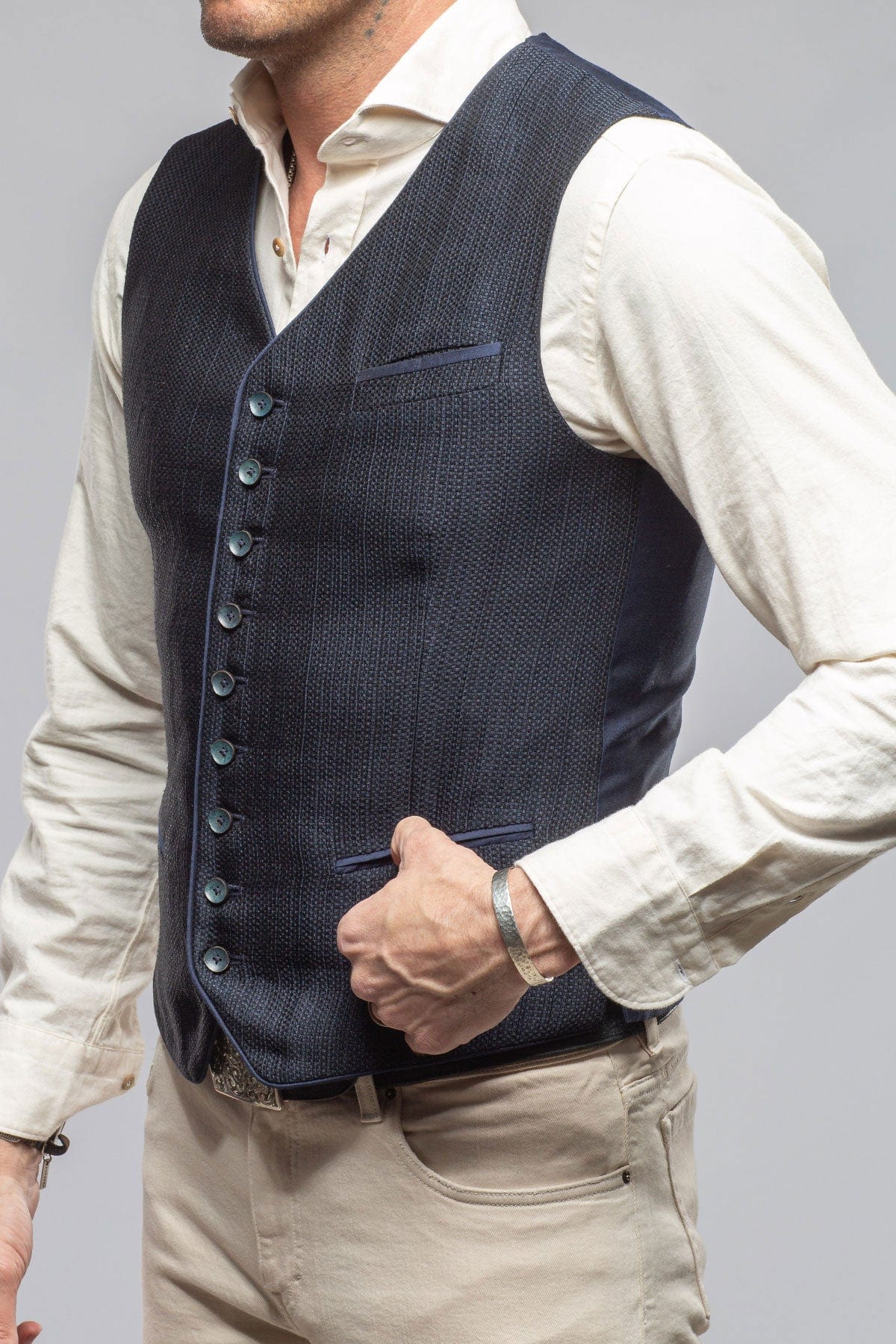 Ellis Tailored Vest In Marine - AXEL'S