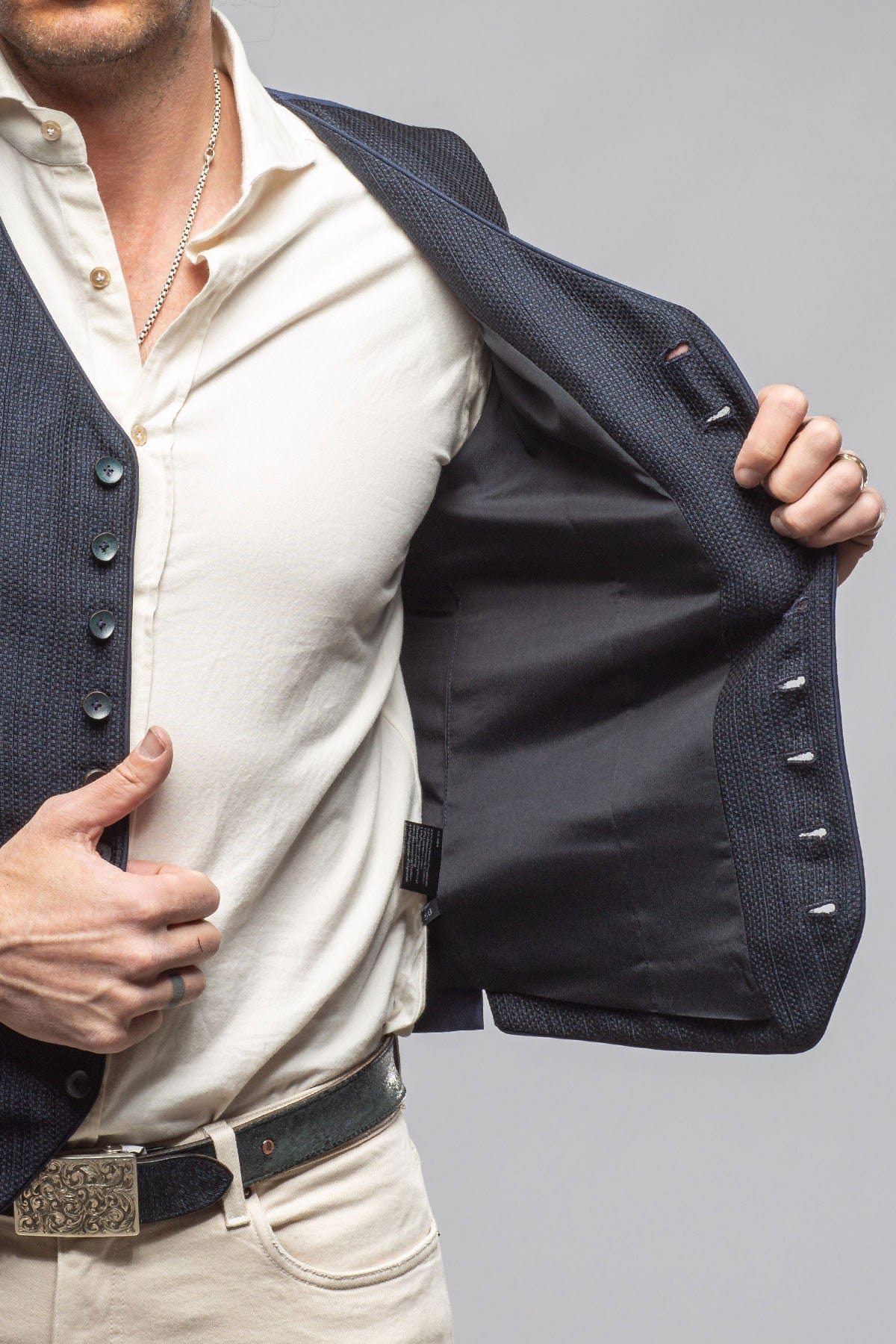 Ellis Tailored Vest In Marine - AXEL'S