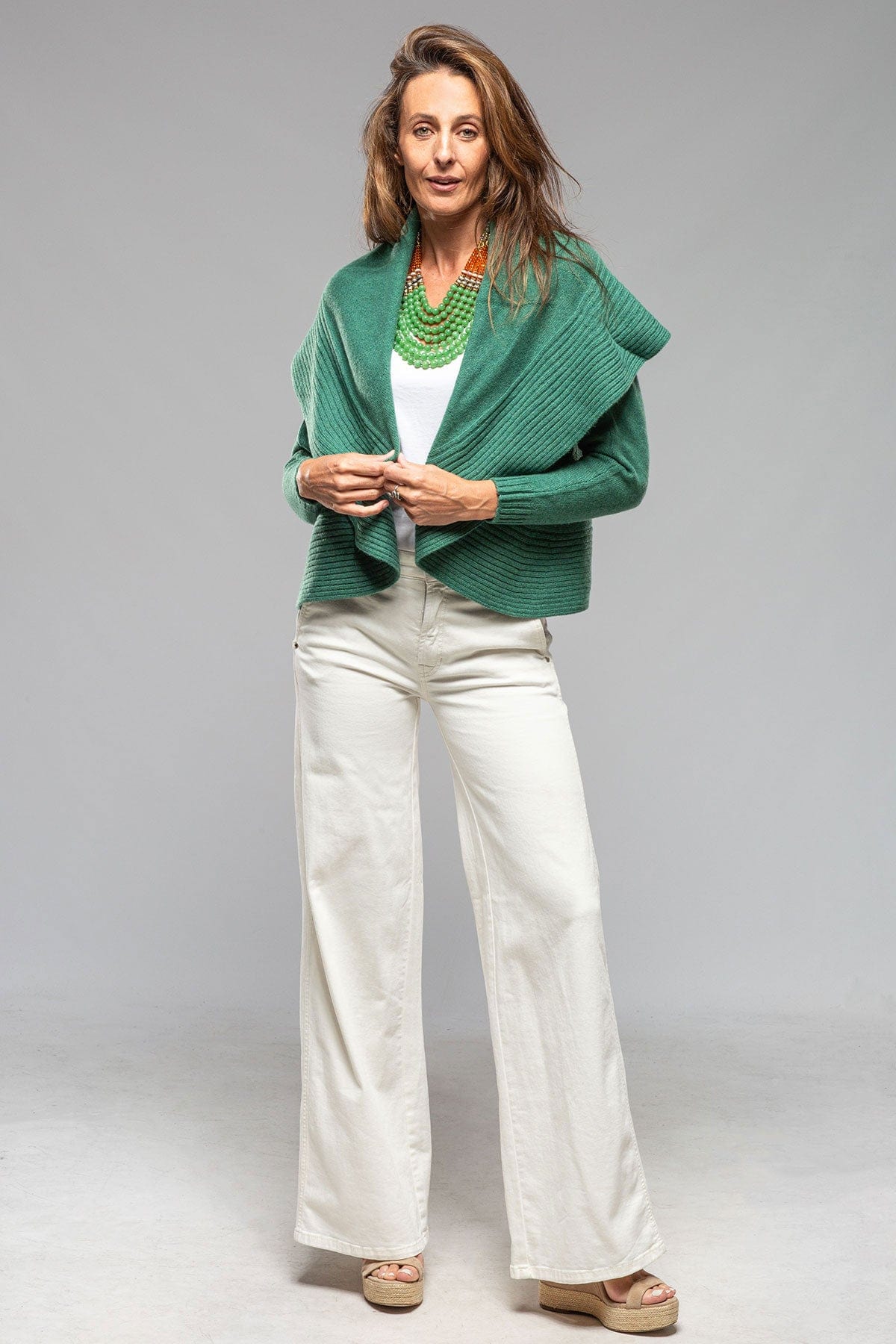 Margot Cashmere Open Cardigan In Emerald - AXEL'S