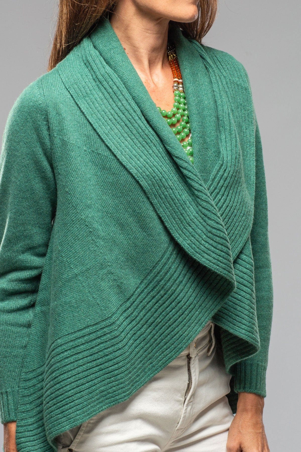 Margot Cashmere Open Cardigan In Emerald - AXEL'S