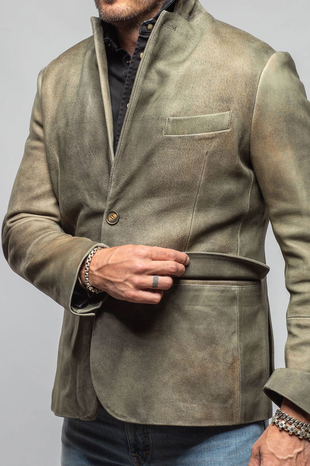 Red Stone Collection Atwater Break Blazer In Verde Mens - Outerwear - Leather