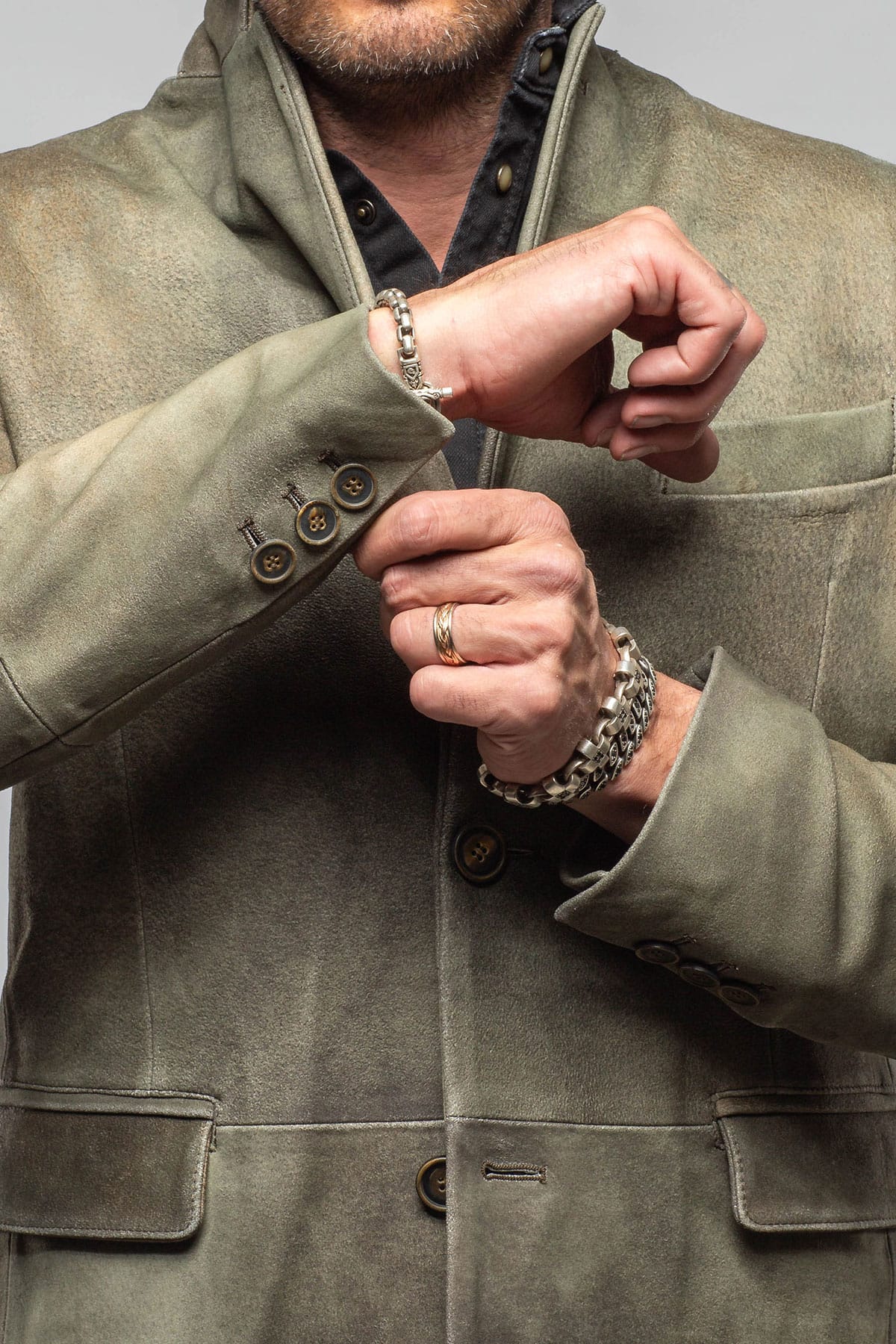Red Stone Collection Atwater Break Blazer In Verde Mens - Outerwear - Leather