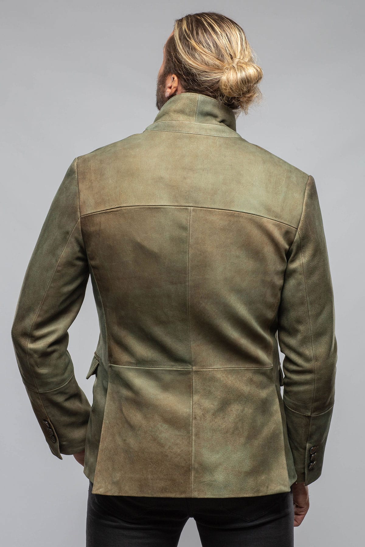Red Stone Collection Camel Break Vintage Blazer In Verde Mens - Outerwear - Leather