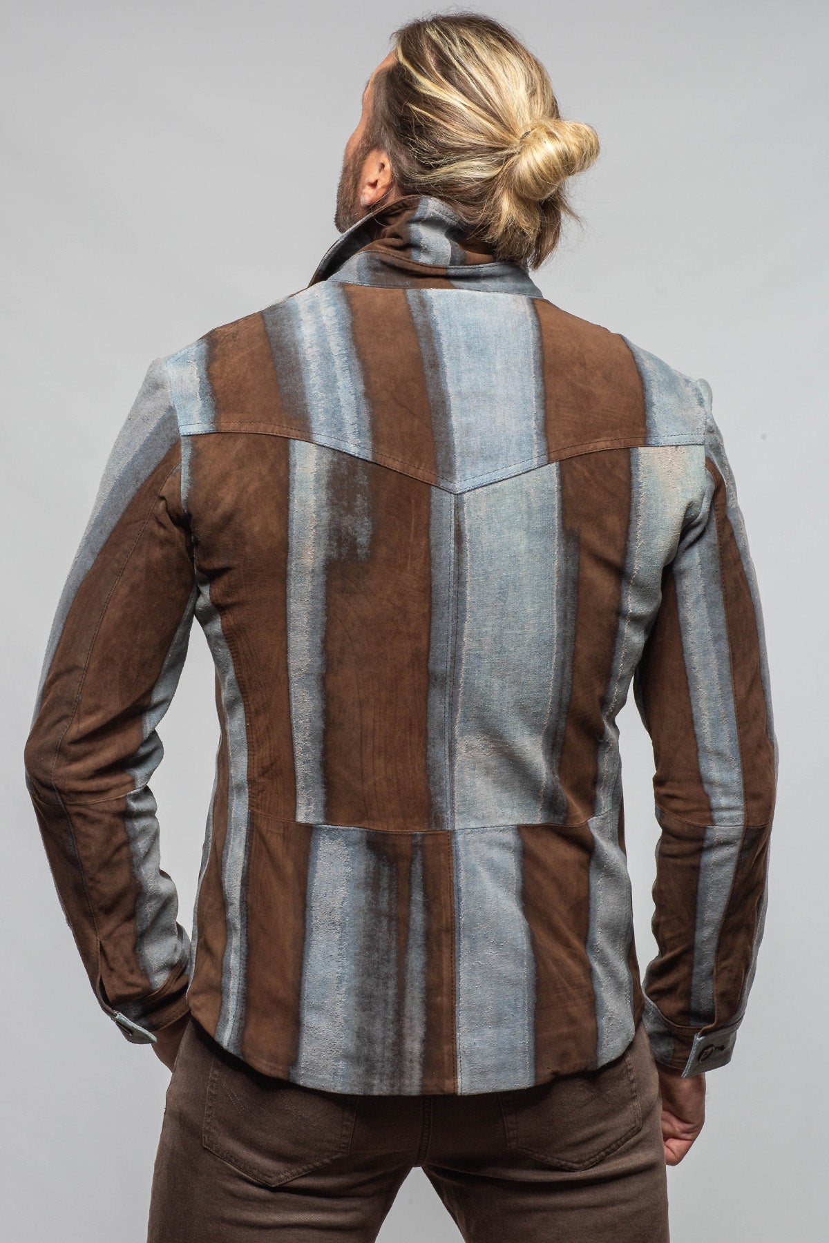 Rebel Two Distressed Shirt In Caffè Denim - AXEL'S