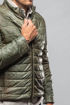 Vintage Leather Quilted Jacket In Military - AXEL'S