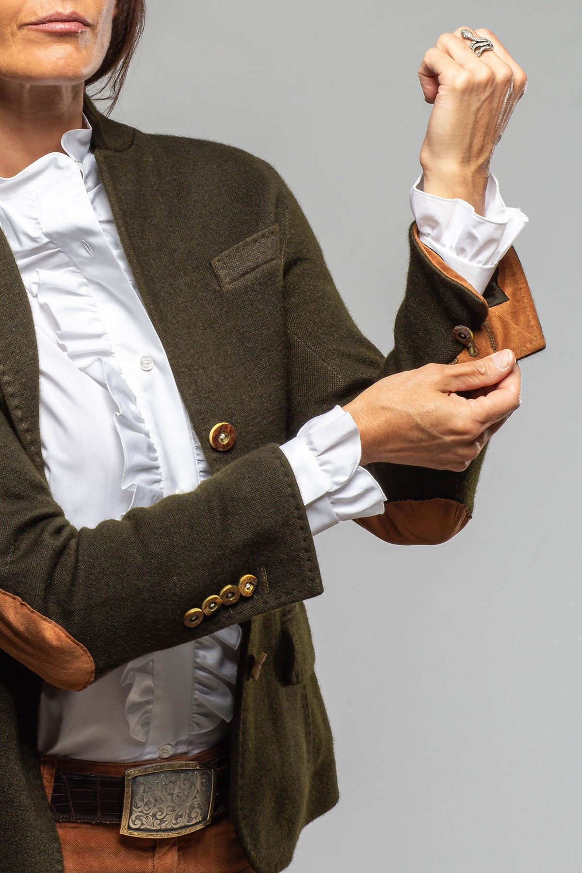 Camille Over-dyed Blazer In Khaki - AXEL'S