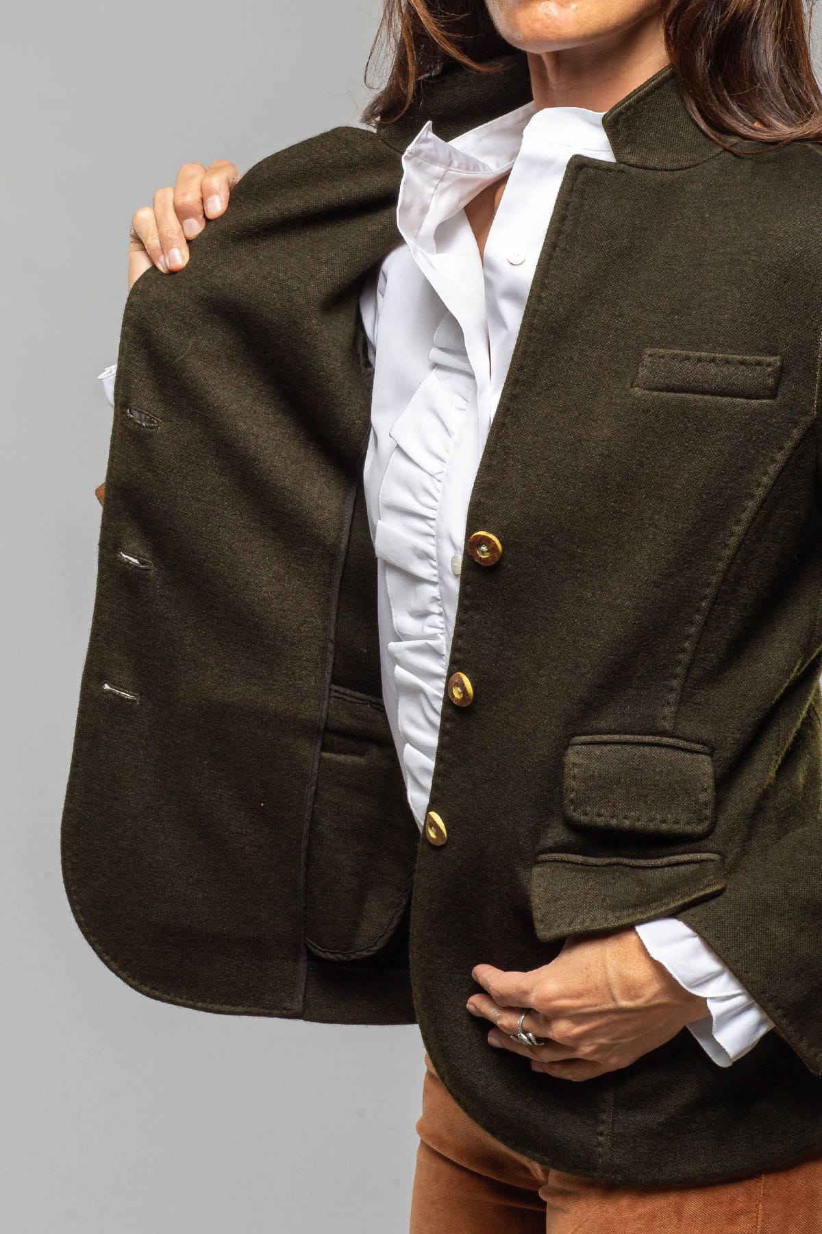 Richard Grand Camille Over-dyed Blazer In Khaki Ladies - Tailored - Jackets