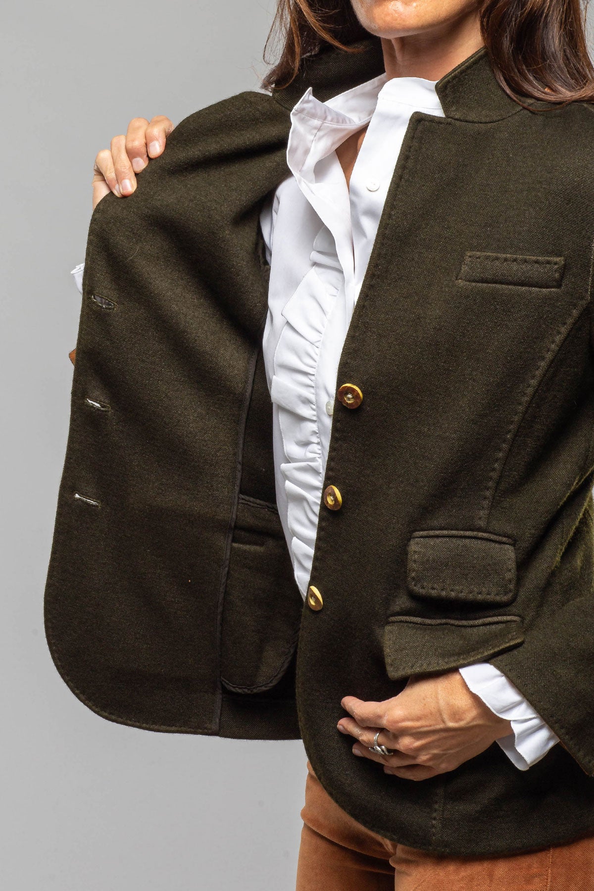 Camille Over-dyed Blazer In Khaki - AXEL'S