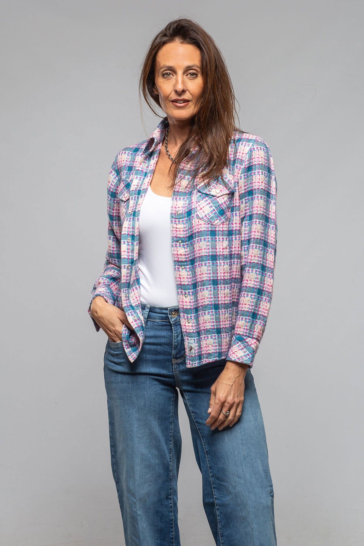 Richard Grand Daria Basket Weave Cashmere Shirt In Blue Ladies - Tops