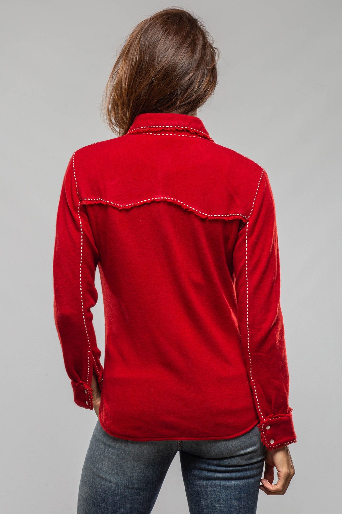 Richard Grand Dotty Pic Stitch Fringe Shirt In Ruby Ladies - Tops