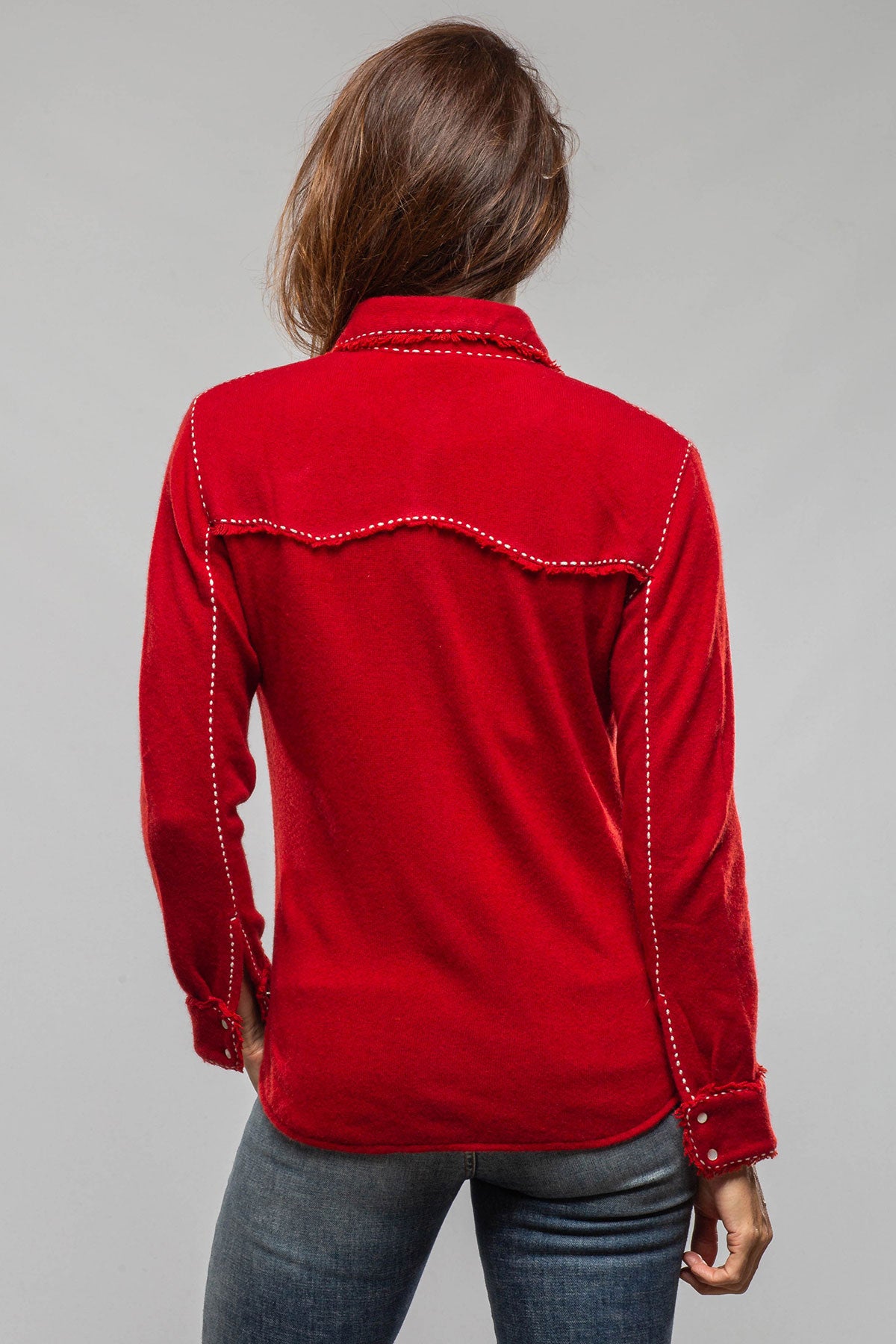 Dotty Pic Stitch Fringe Shirt In Ruby - AXEL'S
