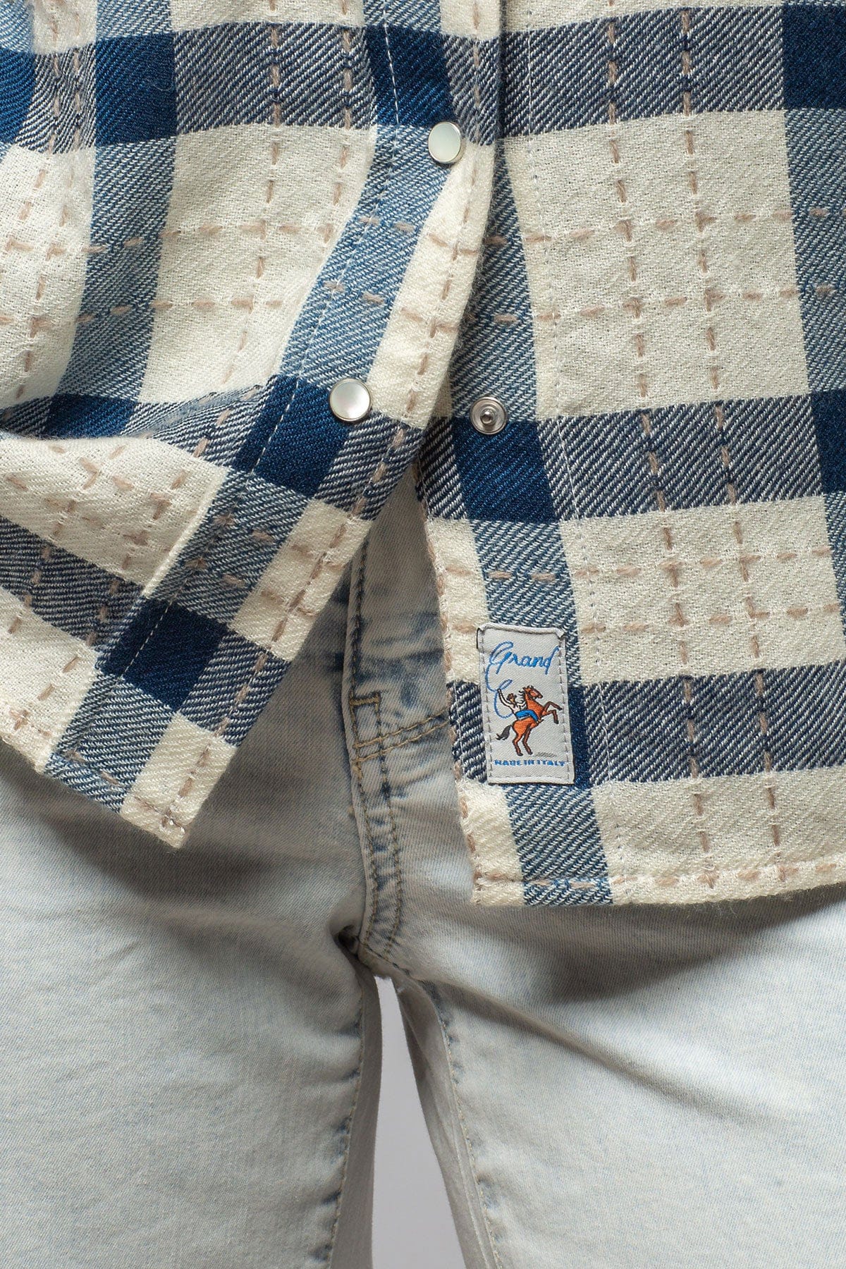 Richard Grand Emilia Plaid Cashmere Shirt In Blue Ladies - Tops