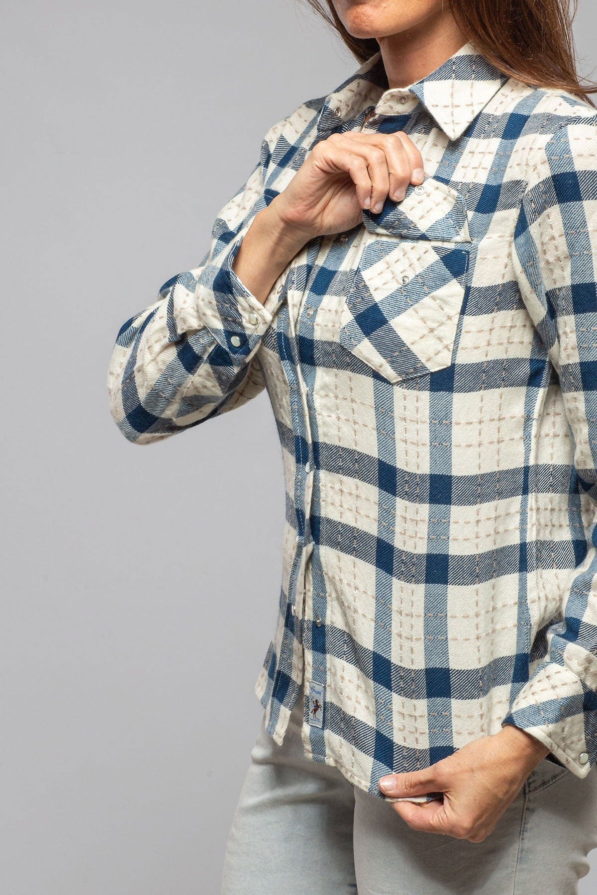 Richard Grand Emilia Plaid Cashmere Shirt In Blue Ladies - Tops