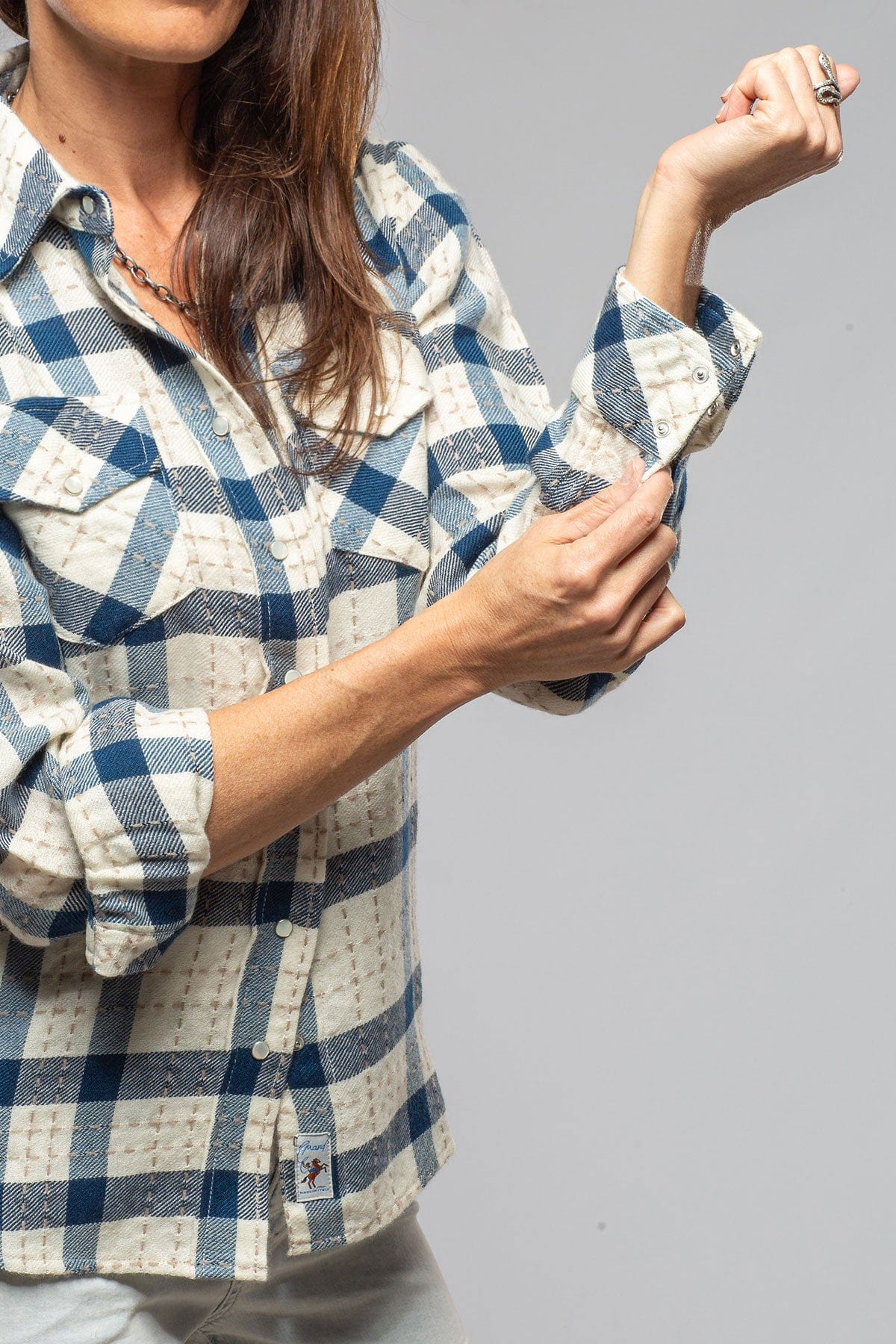 Richard Grand Emilia Plaid Cashmere Shirt In Blue Ladies - Tops