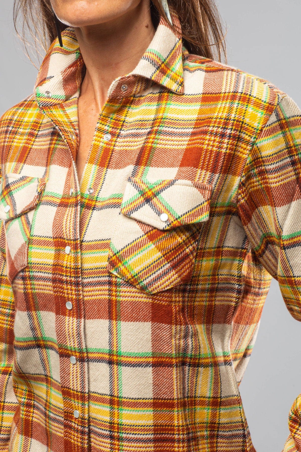 Fireside Cashmere Flannel Snap Shirt In Cinnamon - AXEL'S