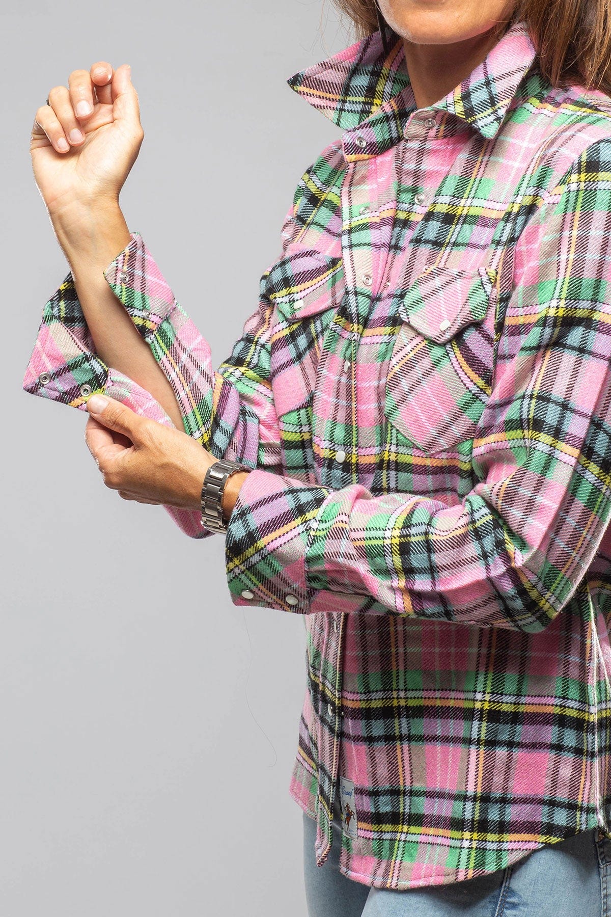 Fireside Cashmere Flannel Snap Shirt In Pink - AXEL'S