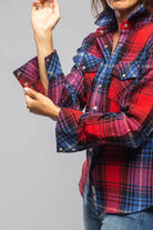 Fireside Cashmere Flannel Snap Shirt In Red Cobalt - AXEL'S
