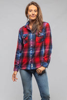Fireside Cashmere Flannel Snap Shirt In Red Cobalt - AXEL'S