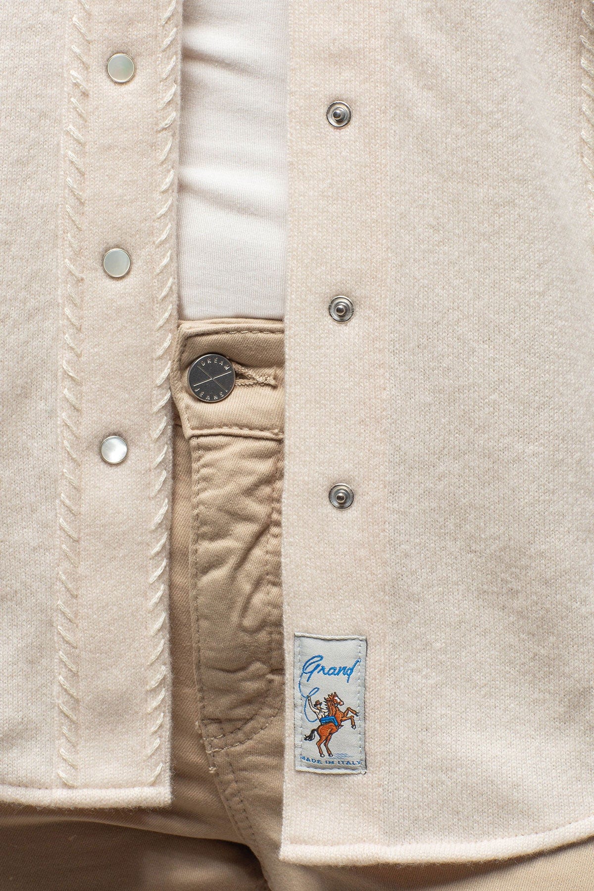 Juliette Embroidered Cashmere Western Shirt In Cream - AXEL'S
