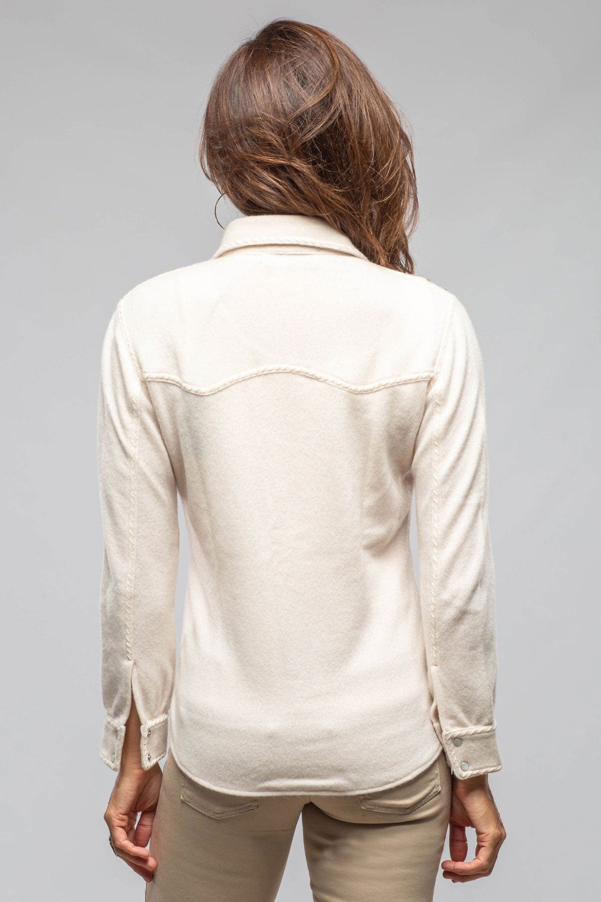 Juliette Embroidered Cashmere Western Shirt In Cream - AXEL'S