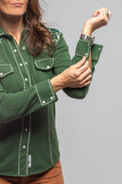 Richard Grand Juliette Embroidered Cashmere Western Shirt In Forest Ladies - Tops