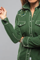 Richard Grand Juliette Embroidered Cashmere Western Shirt In Forest Ladies - Tops
