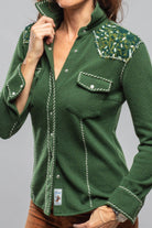 Richard Grand Juliette Embroidered Cashmere Western Shirt In Forest Ladies - Tops