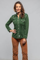 Richard Grand Juliette Embroidered Cashmere Western Shirt In Forest Ladies - Tops