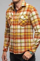 Cashmere Flannel Snap Shirt In Brick Yellow - AXEL'S