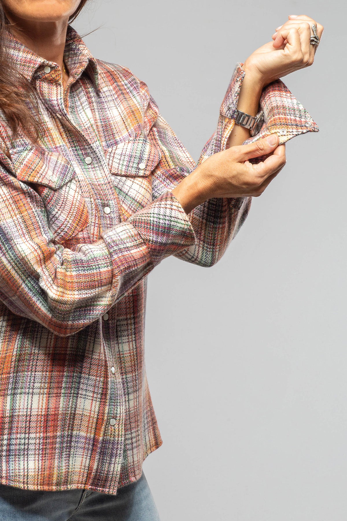 Mylie 48 Colors Printed Weave Cashmere Snap Shirt - AXEL'S