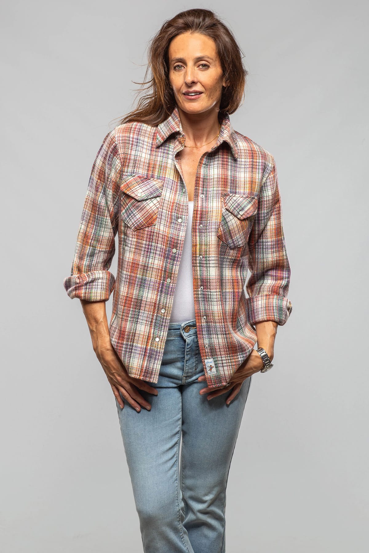 Richard Grand Mylie 48 Colors Printed Weave Cashmere Snap Shirt Ladies - Tops