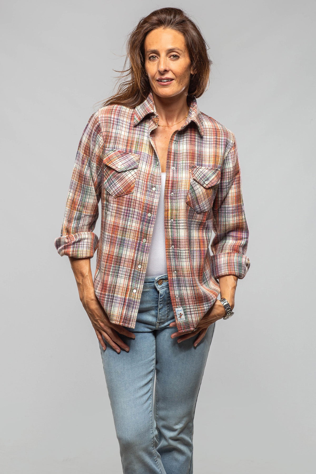 Mylie 48 Colors Printed Weave Cashmere Snap Shirt - AXEL'S