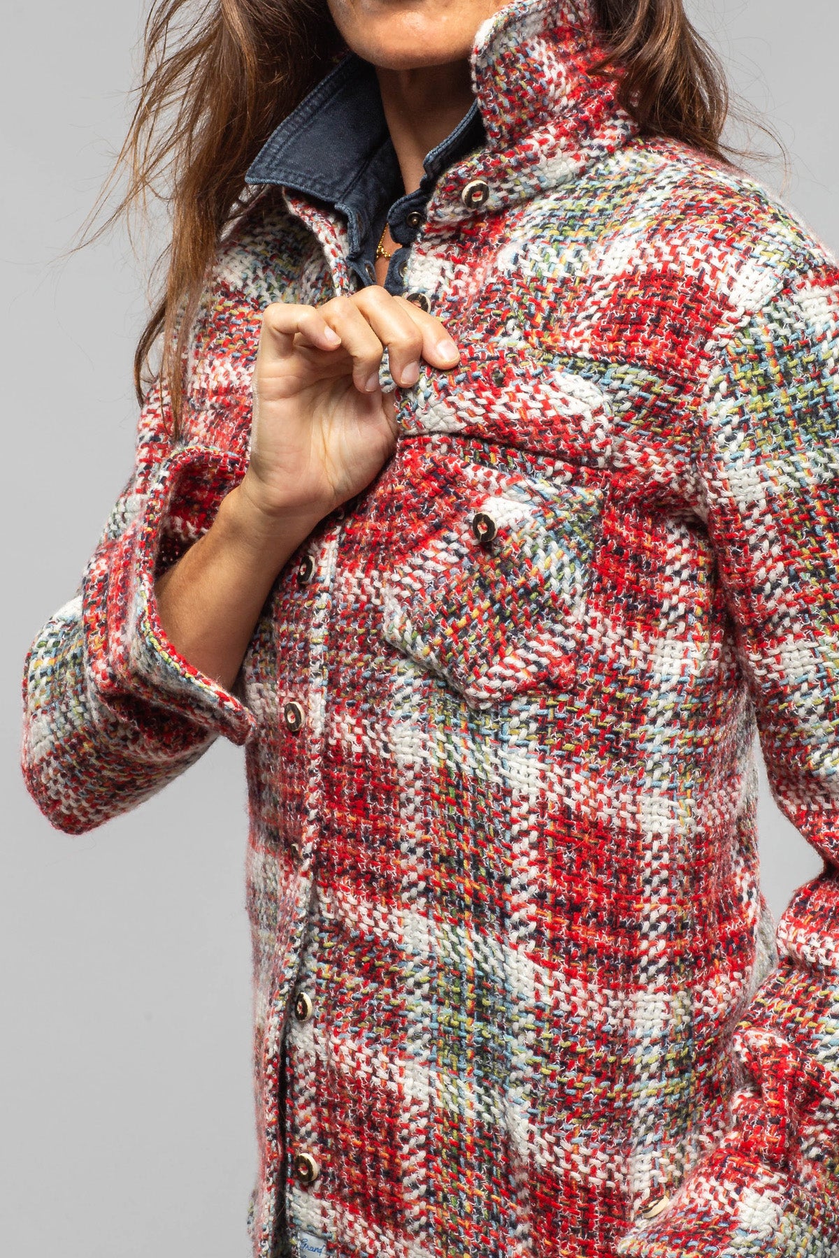 Richard Grand Nikki Cashmere Multi Color Plaid Over Shirt | Ladies - Tops