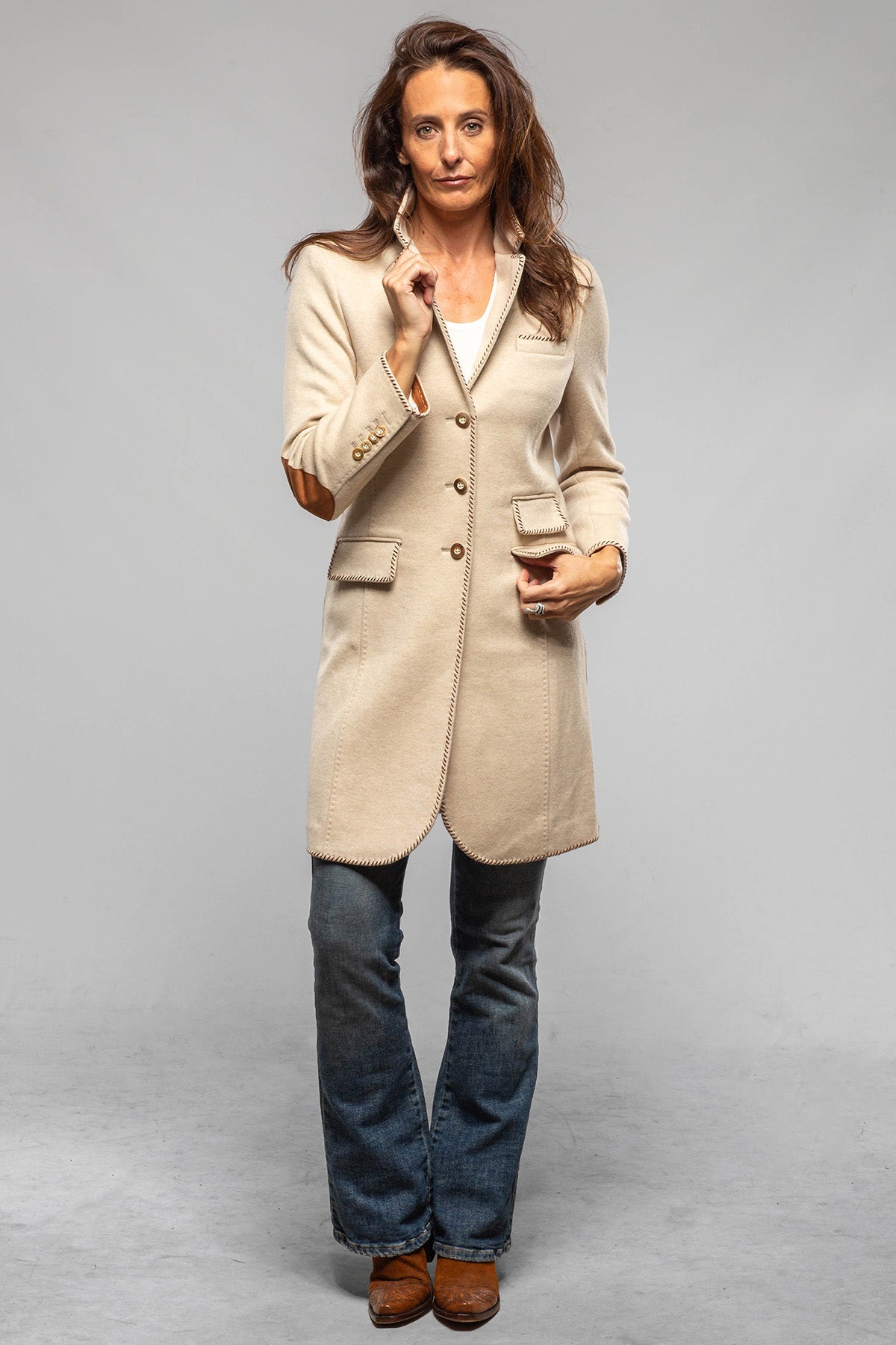 Pamela Whipstitch Details Cashmere Coat - AXEL'S