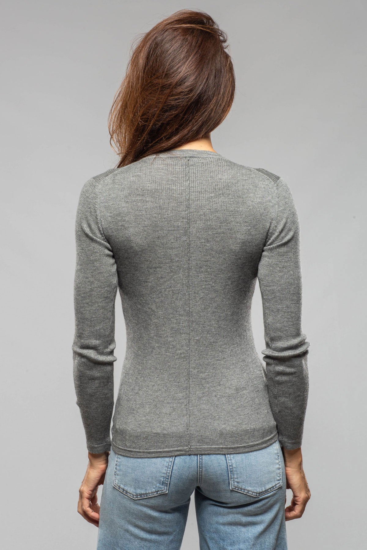 Patsy Cashmere Silk Crew Neck Top In Charcoal - AXEL'S