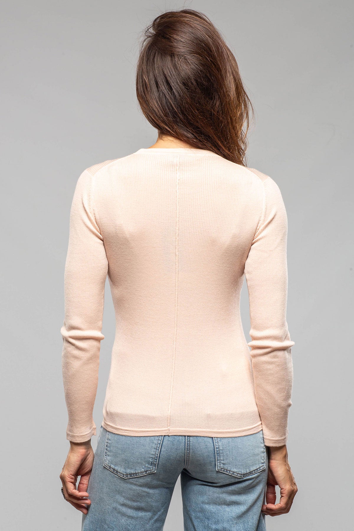Patsy Cashmere Silk Crew Neck Top In Powder Pink - AXEL'S